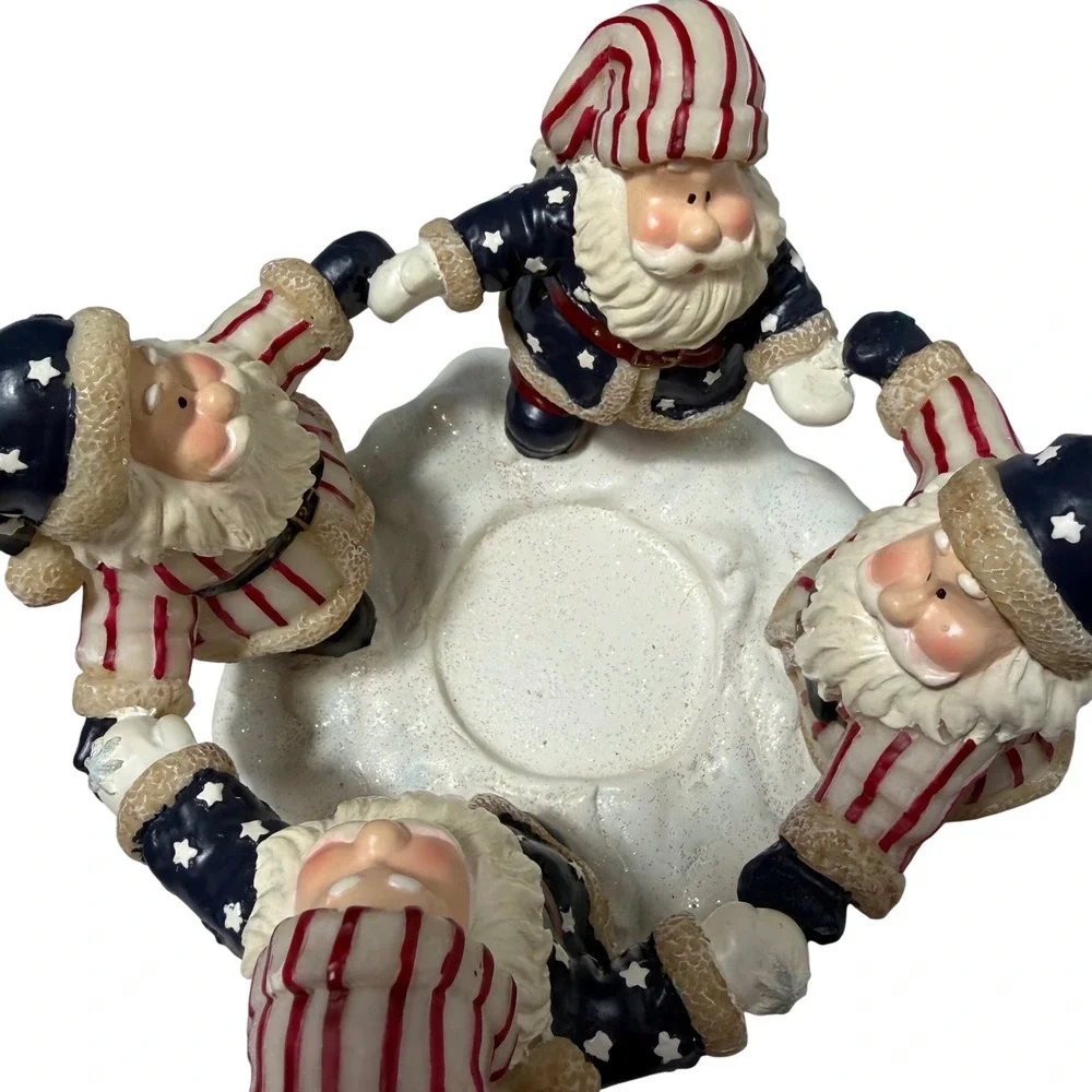 Home Interiors 2002 Santa Candle Holder Americana Christmas Decor 7